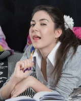 We Are Hairy - 04-Pavla_GreyBlouseStripedBed_004