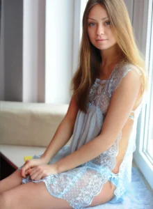 Blue angel with puffy nipples