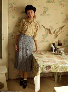 Hairy pussy chick in long dress