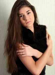 Nasty nude brunette teen with puffy nipples