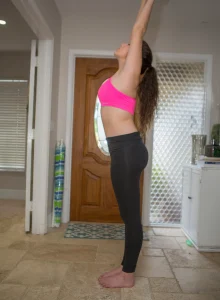 Sexy body busty brunette yoga