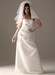 Xmas wedding for sexy nude hot brunette in white nylon